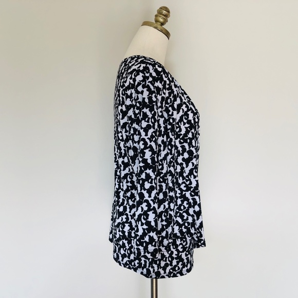 Pullover Stretch Pullover Petite XL Black White V Neck COLDWATER CREEK - Picture 6 of 10